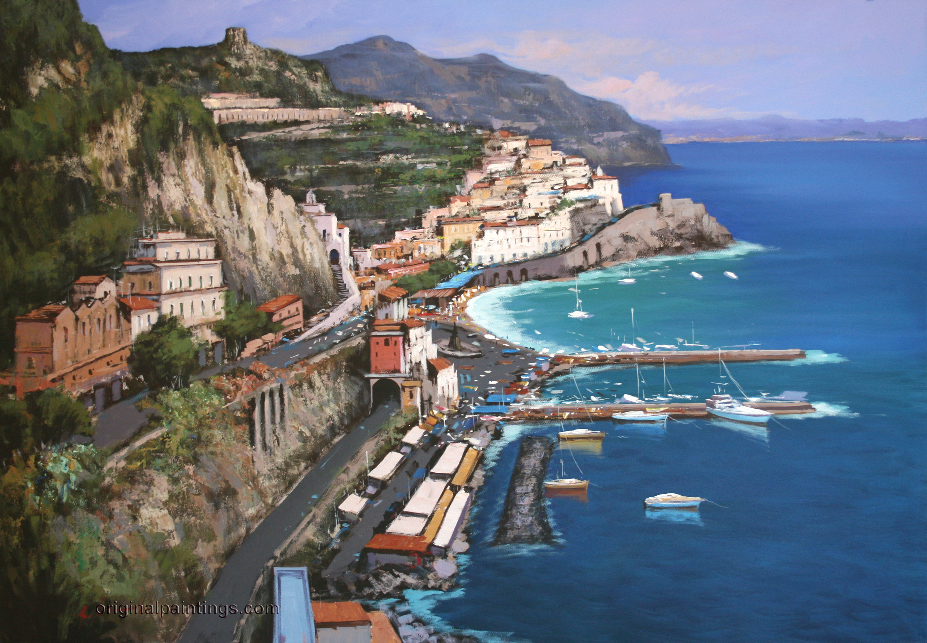 Antonio Iannicelli, Original Oil Painting, Amalfi I