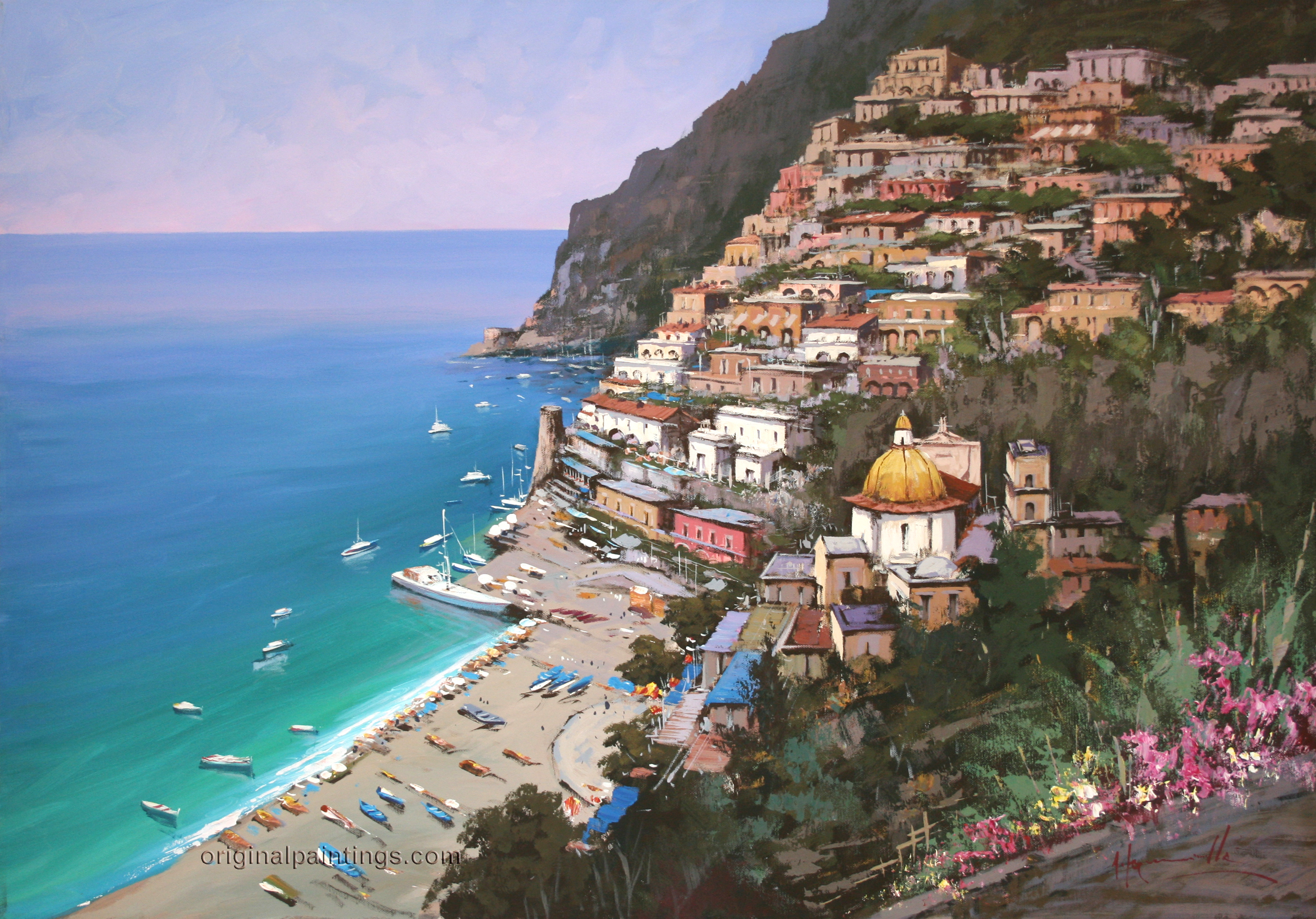 Antonio Iannicell, Original Oil Painting, Amalfi II