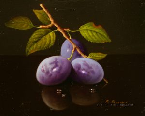 R Berger - Still Life with Plums & Water Droplets