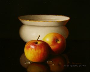 R Berger - Still Life with Porcelain Bowl and Apples