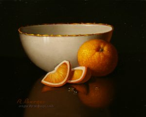 R Berger - Still Life with Porcelain Bowl, Clemetines & Water Droplets