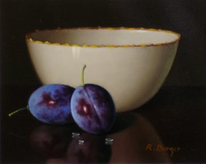 R Berger - Still Life with Porcelain Bowl and Plums