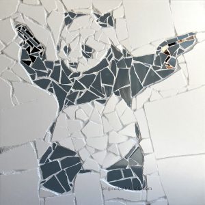 David O’Brien - Banksy – Panda with Glitter Grout & Mirror Tiles