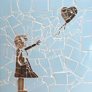 David O’Brien - Banksy – There’s Always Hope (with Mirrored Ceramic & Glitter Grout) large
