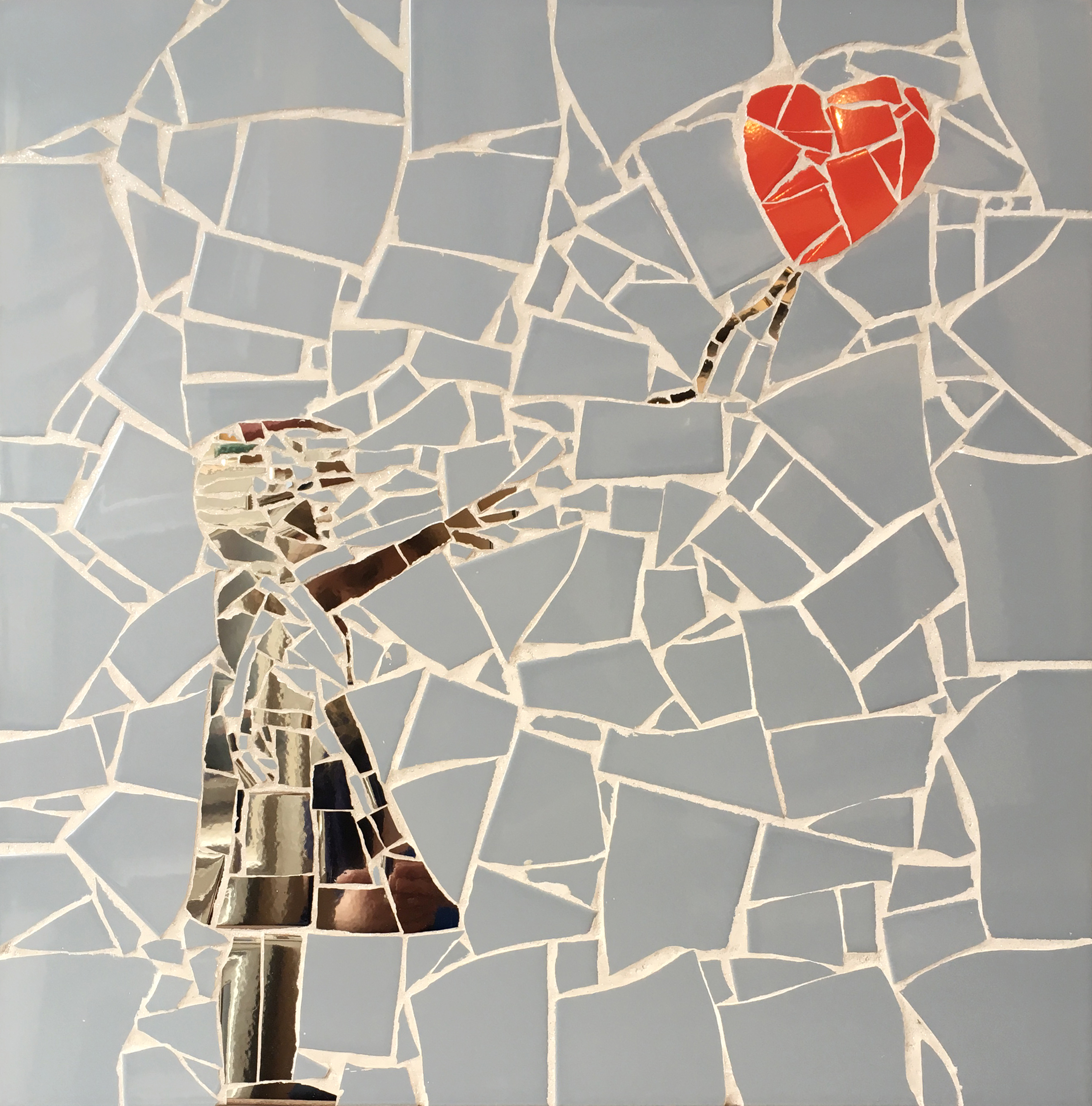 David O'Brien, Original Mosaic, Banksy - There's Always Hope (Silver)