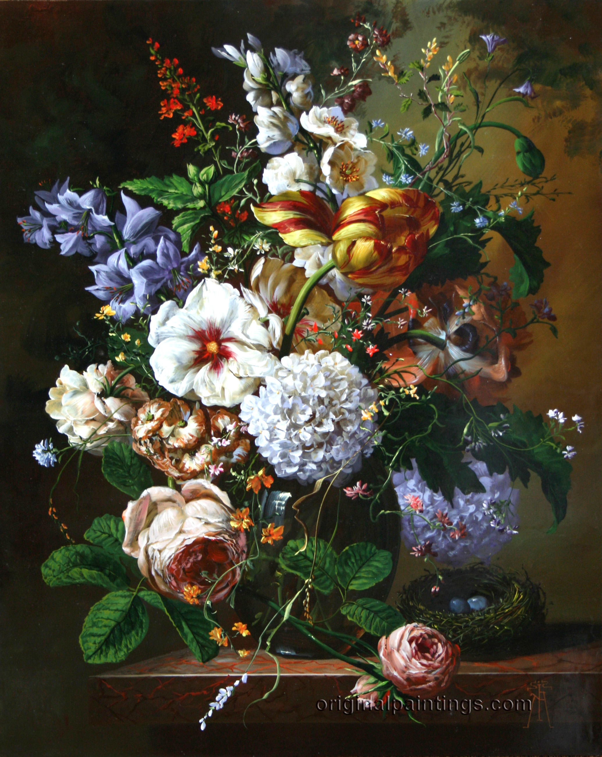 Gyula Siska, Original Oil Painting, Floral Abundance
