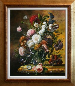 Gyula Siska - Floral Display with Butterfly