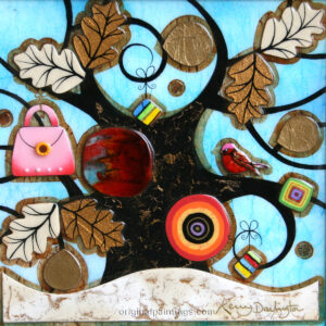 Kerry Darlington - Petite Tree of Tranquillity with Pink Handbag