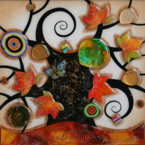 Kerry Darlington - Petite Tree of Tranquillity with Autumn Leaves & Butterfly