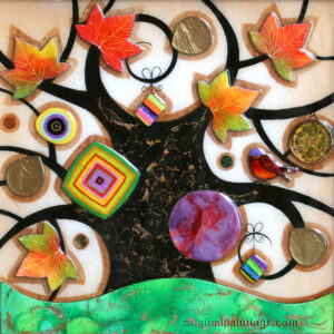 Kerry Darlington - Petite Tree of Tranquillity with Autumn Leaves & Golden Clock