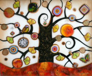 Kerry Darlington - Tree of Tranquillity with Big Orange Button