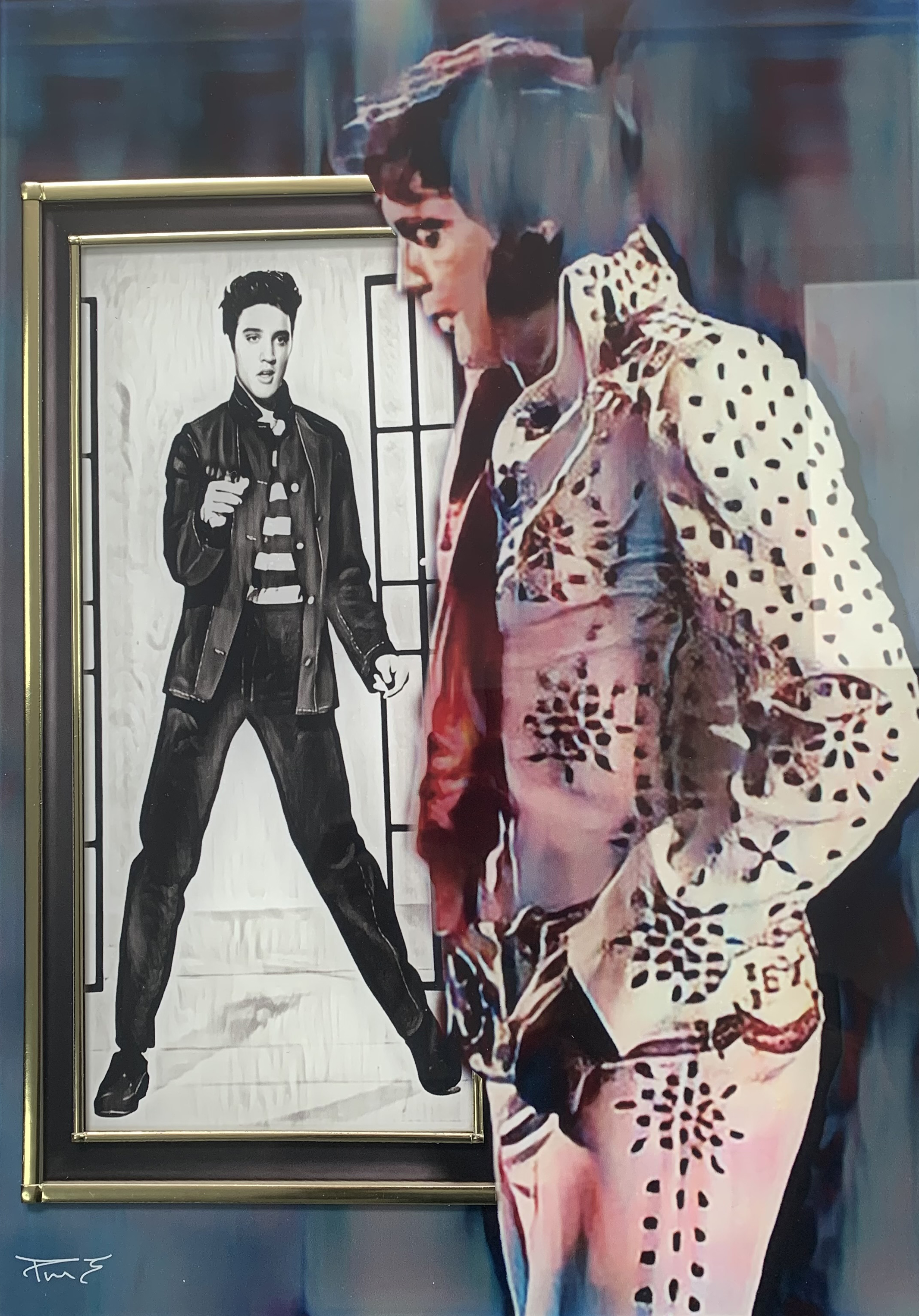 Elvis A3 by Paul Marshall Johnson, Print on 4mm Toughened Glass with Original lead work