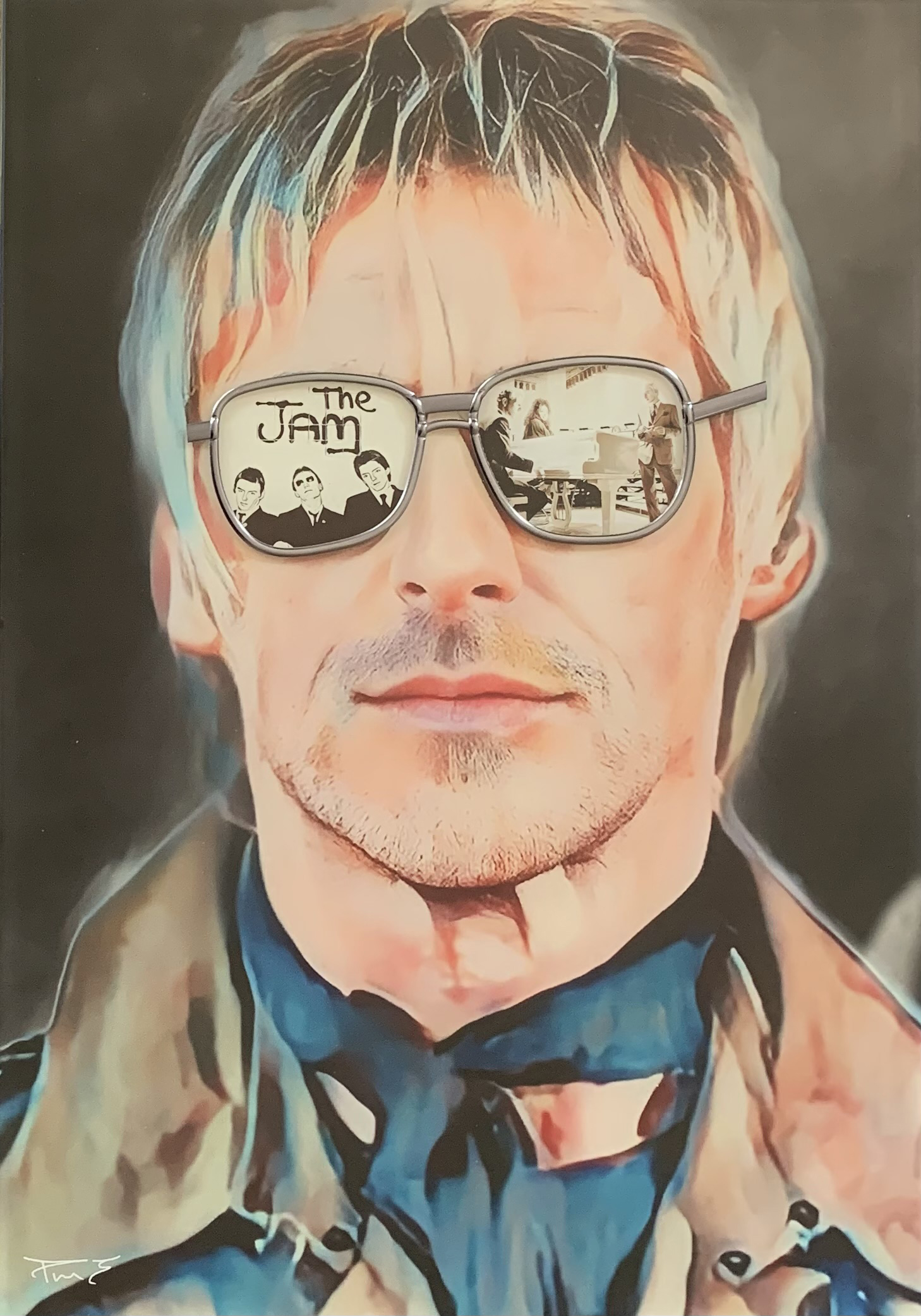 Paul Weller A3 by Paul Marshall Johnson, Print on Toughened Glass with Original lead work