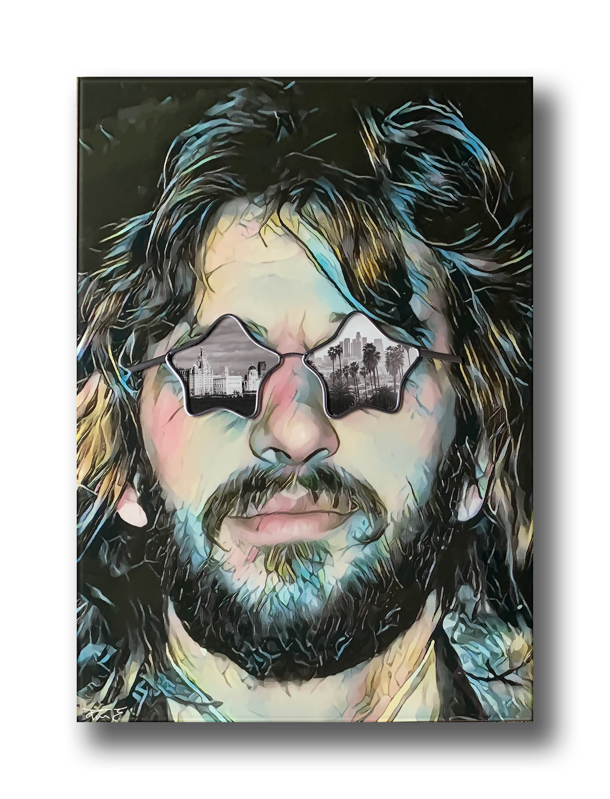 Paul Marshall Johnson, Print on Toughened Safety Glass with original lead work, Ringo Starr