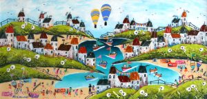 Rozanne Bell - Harbour with Hot Air Balloons