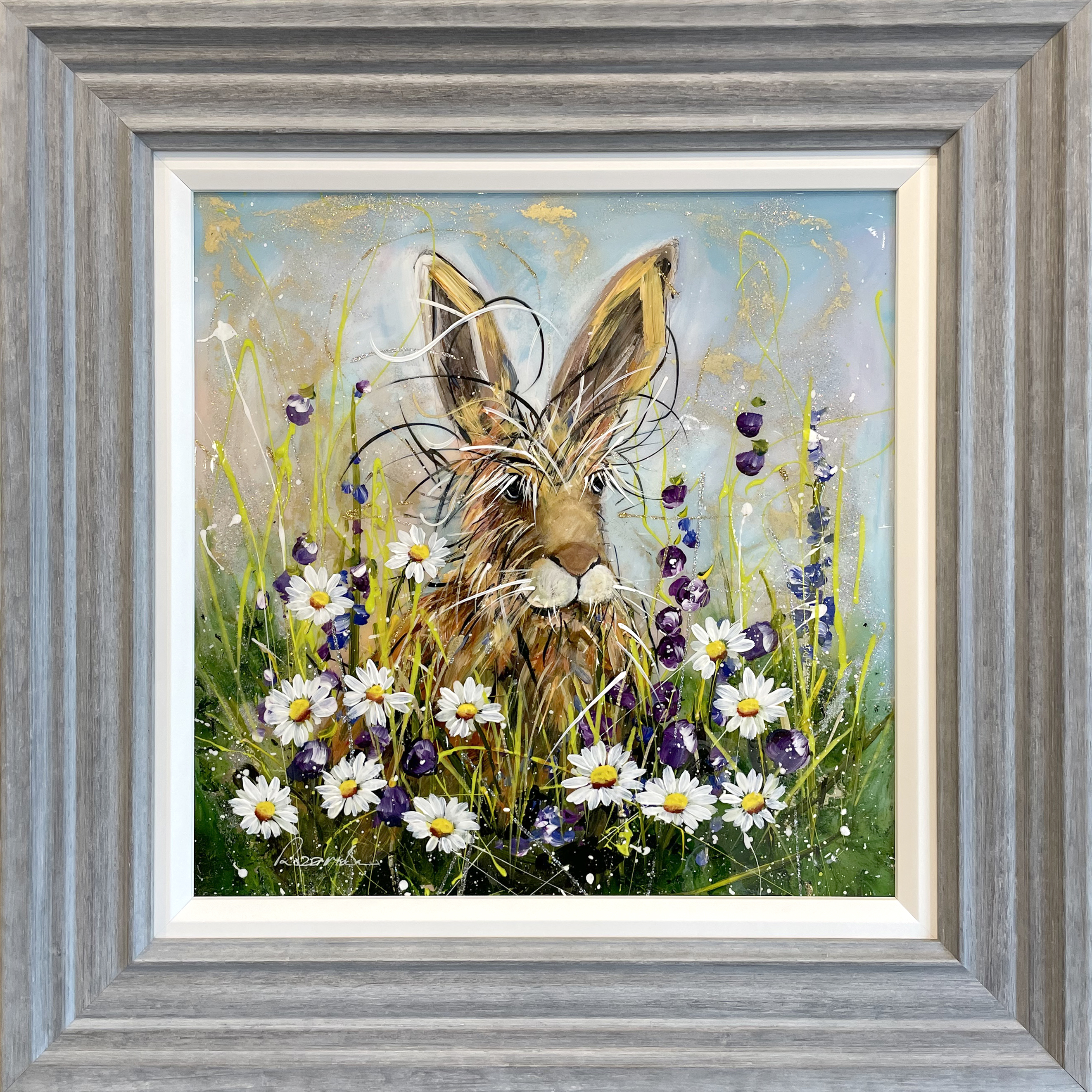 Rozanne Bell, Original Mixed Media Painting, Hiding Amongst the Daisies