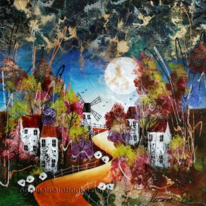 Rozanne Bell - Village Lane with Blue Sky