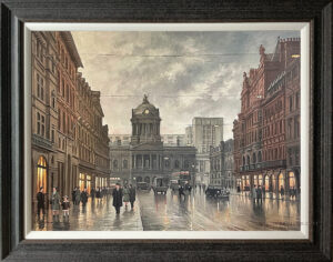 Steven Scholes - Castle Street & Town Hall, Liverpool 1955 – Signed Limited Edition on Canvas