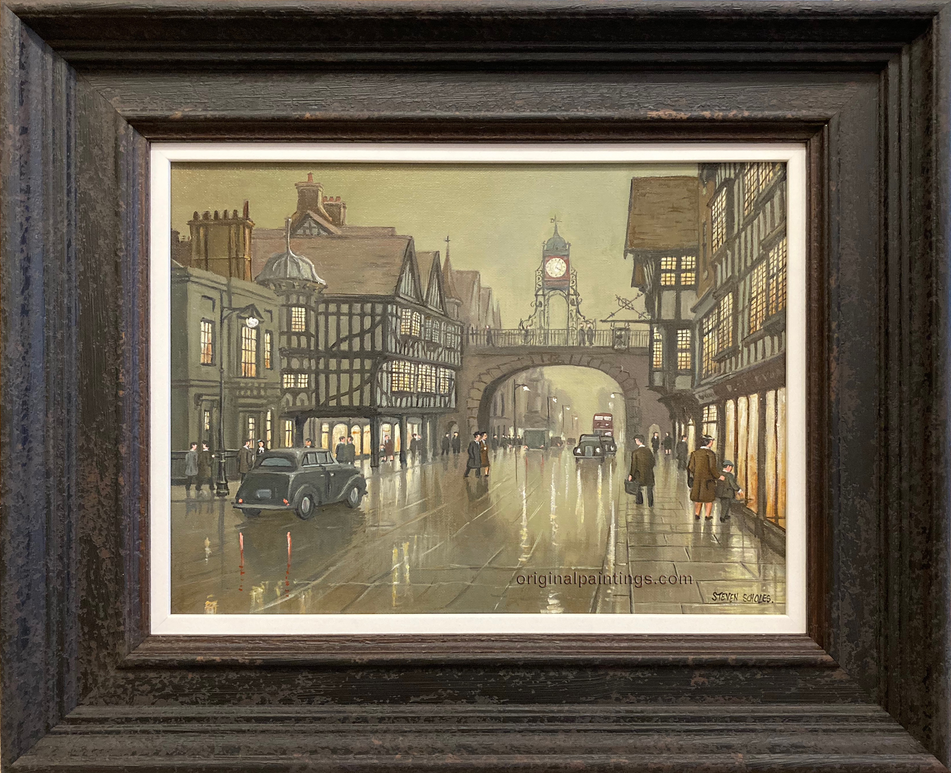Steven Scholes Original Oil Painting, Foregate Street Chester 1962