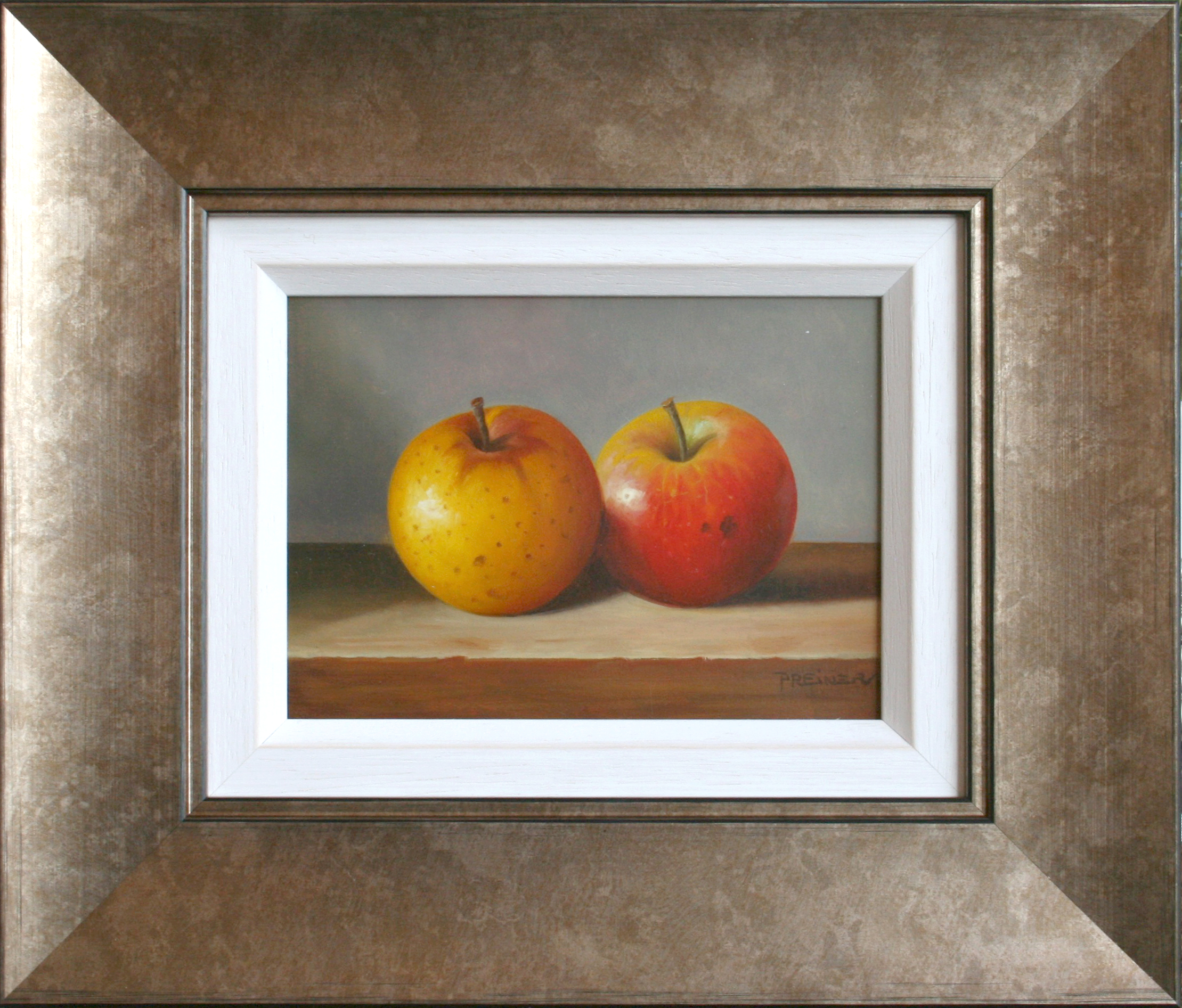 Zoltan Preiner, Original Oil Painting, Still Life with Apples