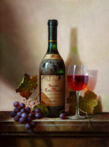 Zoltan Preiner - Still Life with Grapes & Red Wine