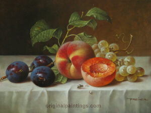 Zoltan Preiner - Still Life with Peaches, Plums & Grapes