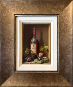 Zoltan Preiner - Still Life with Wine, Grapes & Book
